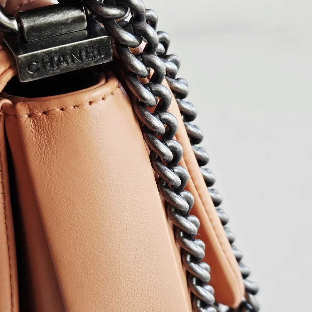 Chanel Peach Quilted Top Handle Flap Bag